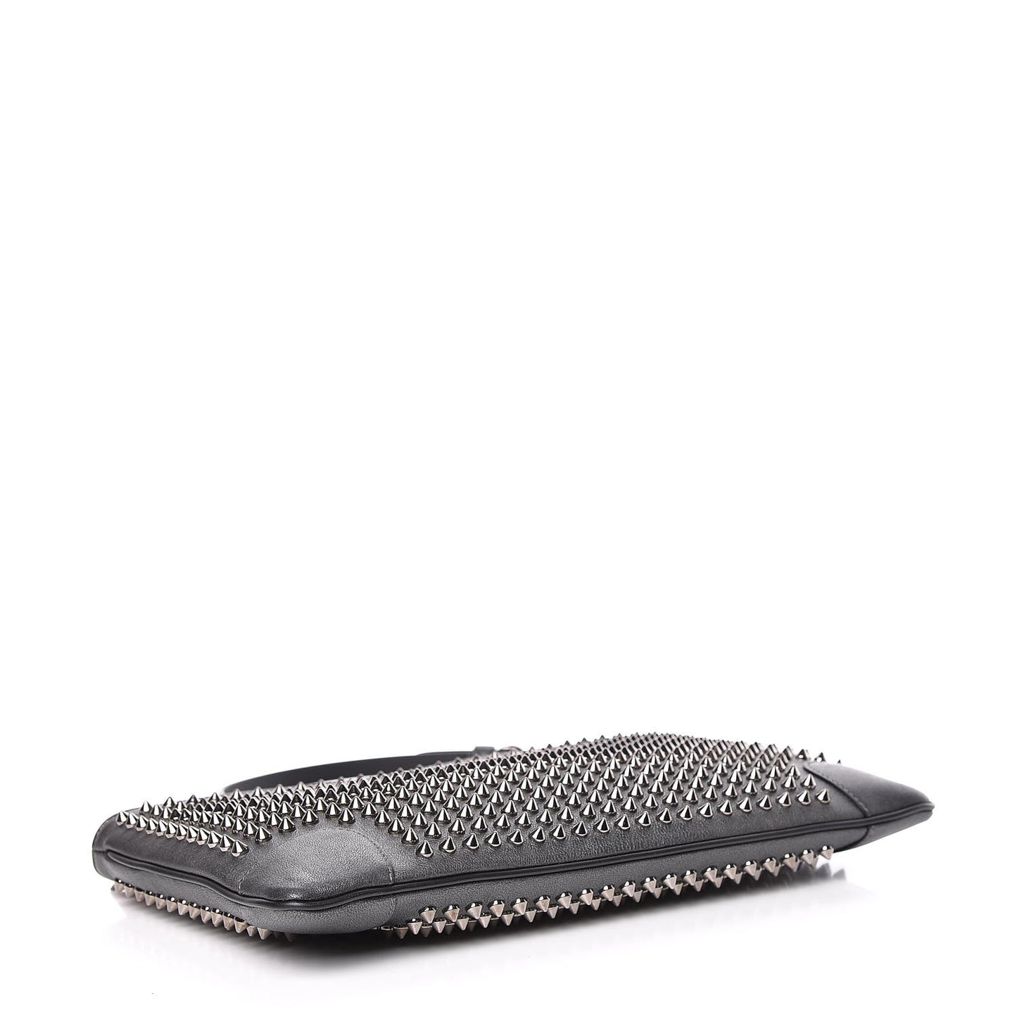 Calfskin Spikes Loubiposh Chain Clutch Anthracite Gun Metal