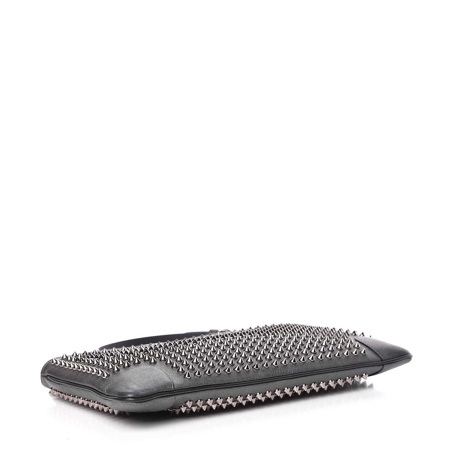 Christian Louboutin Calfskin Spikes Loubiposh Chain Clutch Anthracite Gun Metal 4 of 11