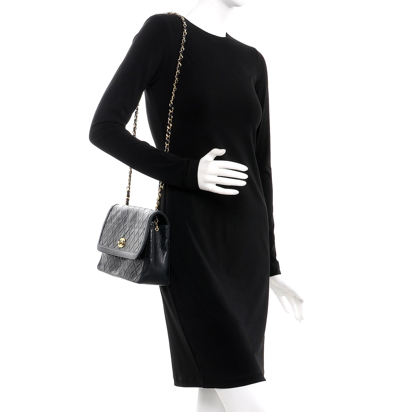 Lambskin Quilted Medium Single Flap Black