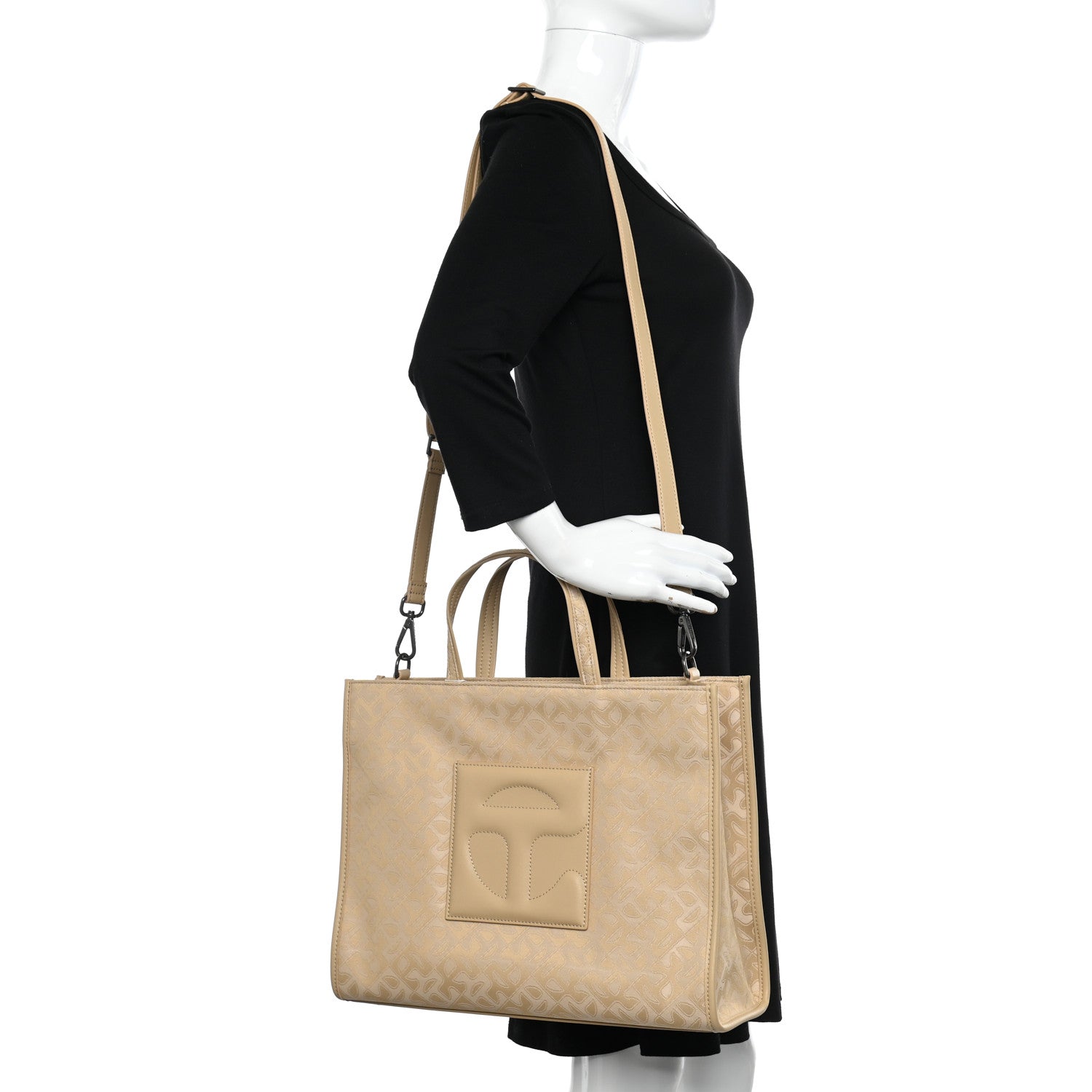 Telfar Monogram Jacquard Medium Shopping Bag Cream 2 of 9