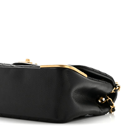 Chanel Calfskin Chevron Quilted Mini Rock The Corner Flap Black 10 of 13