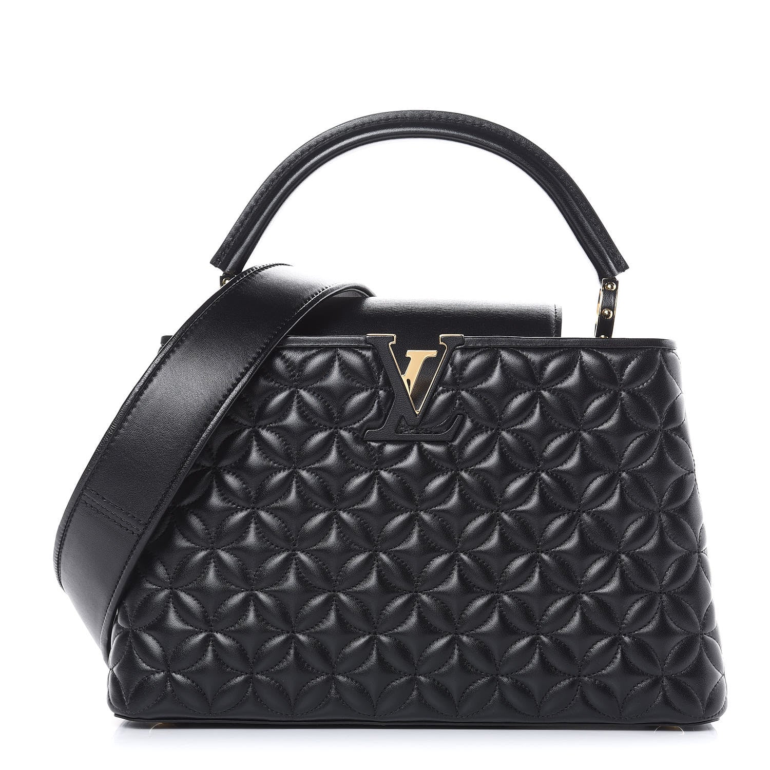 Louis Vuitton Lambskin Quilted Flower Capucines PM Black 1 of 11