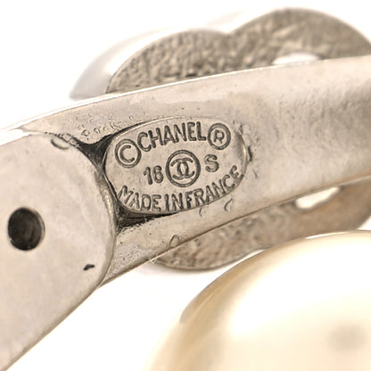 Chanel Baguette Crystal Pearl CC Bracelet Silver 4 of 4