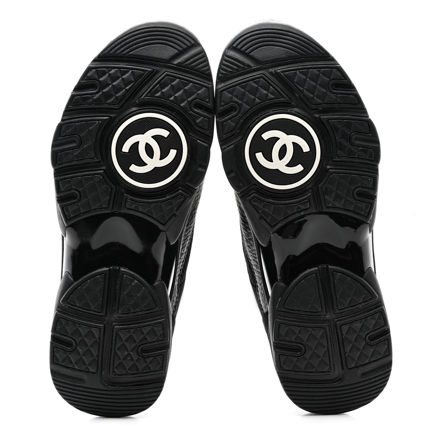 Chanel Mesh Suede Grained Calfskin Womens CC Sneakers 36 Black White 5 of 9