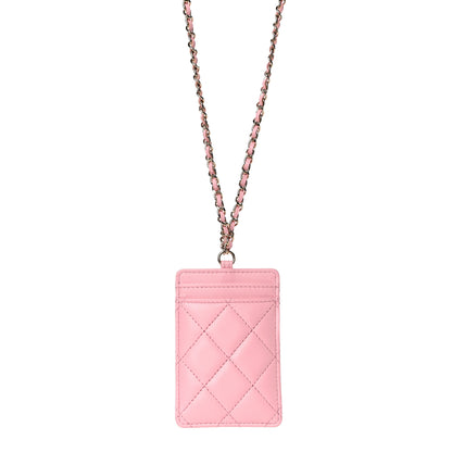 Chanel Lambskin Quilted Chanel Card Holder On Chain Pink 4 of 12