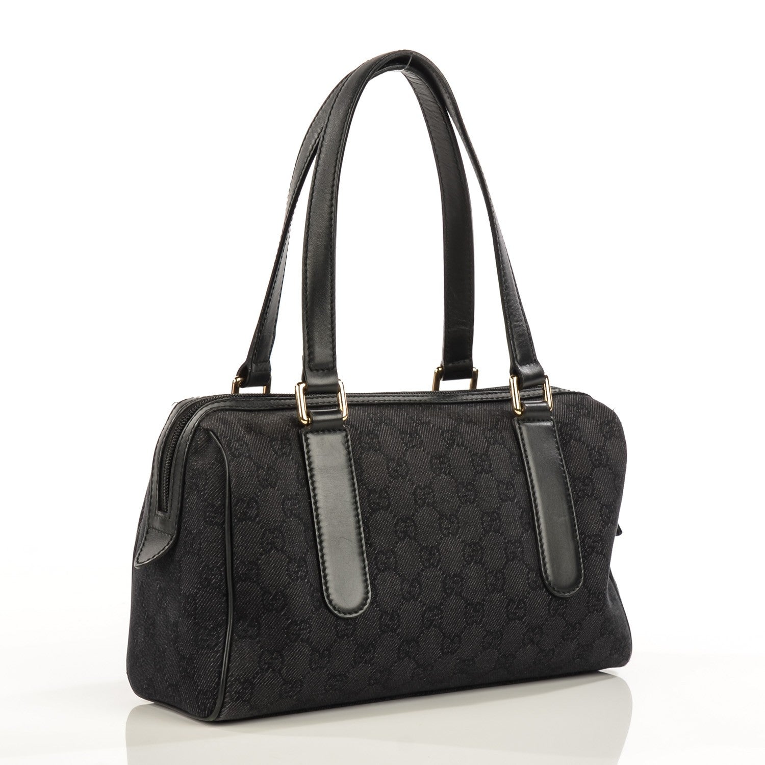 Gucci Denim Monogram Small Duffle Bag Dark Brown 3 of 7