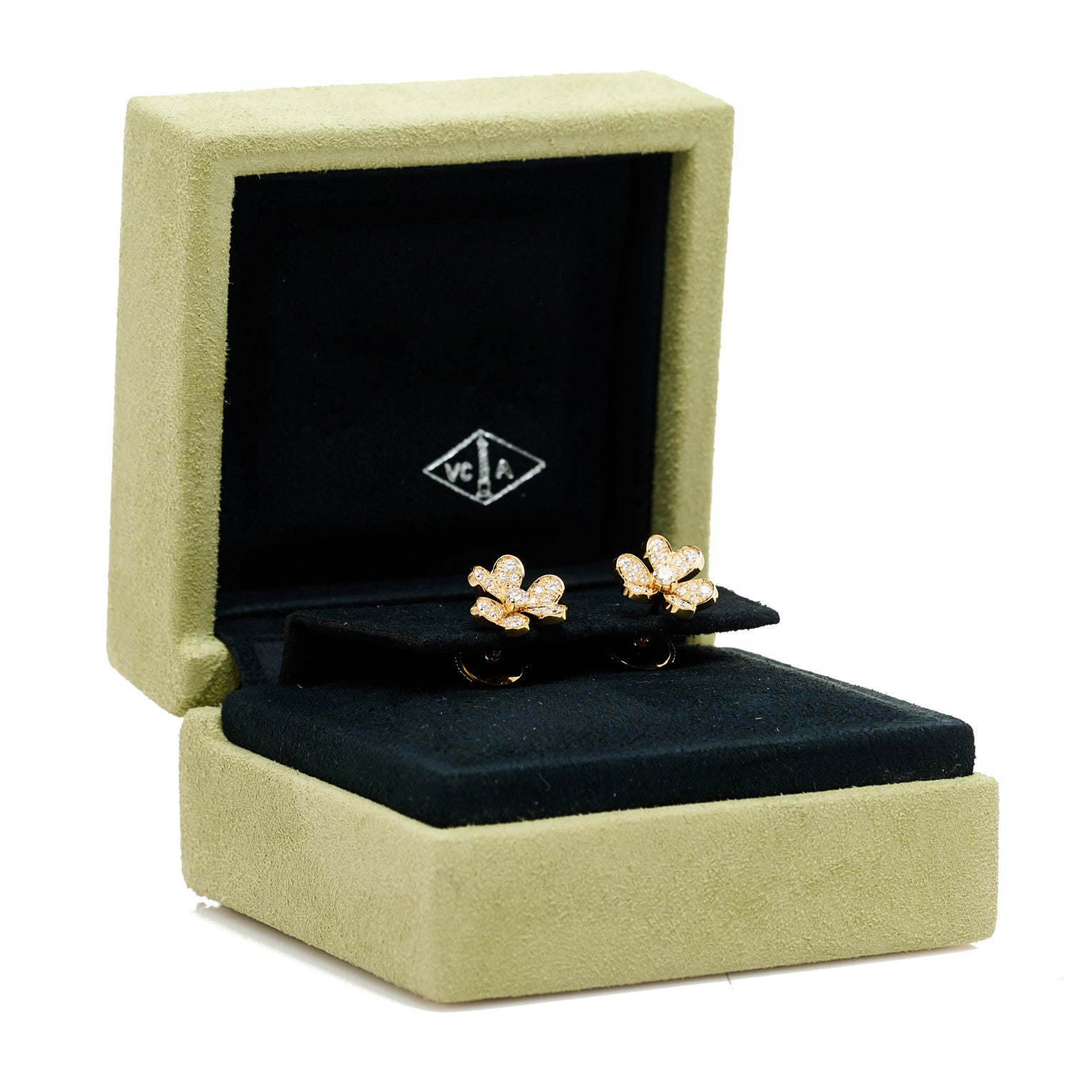 Van Cleef & Arpels 18K Yellow Gold Diamond Mini Frivole Pave Earrings 5 of 5