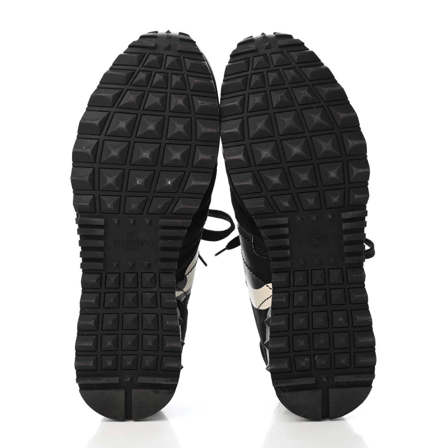 Valentino Garavani Calfskin Suede Camouflage Mens Rockrunner Sneakers 42 Black White 4 of 4