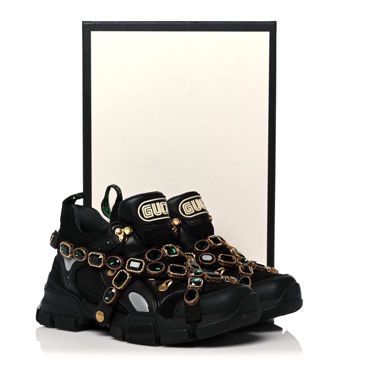 X SEGA Mesh Suede Calfskin Removable Crystals Womens Flashtrek Sneakers 39 Black Silver