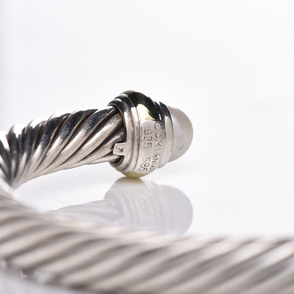 David Yurman Sterling Silver 14K Yellow Gold Pearl 7mm Cable Classics Bracelet 4 of 5