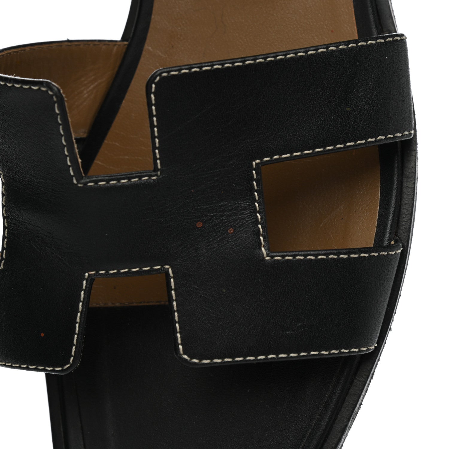 Hermes Box Calfskin Oran Sandals 38.5 Black 10 of 10