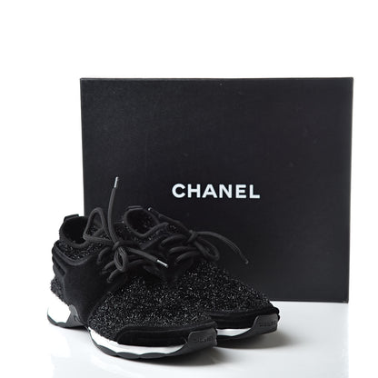 Chanel Stretch Fabric Velvet CC Sneakers 36.5 Black 8 of 8