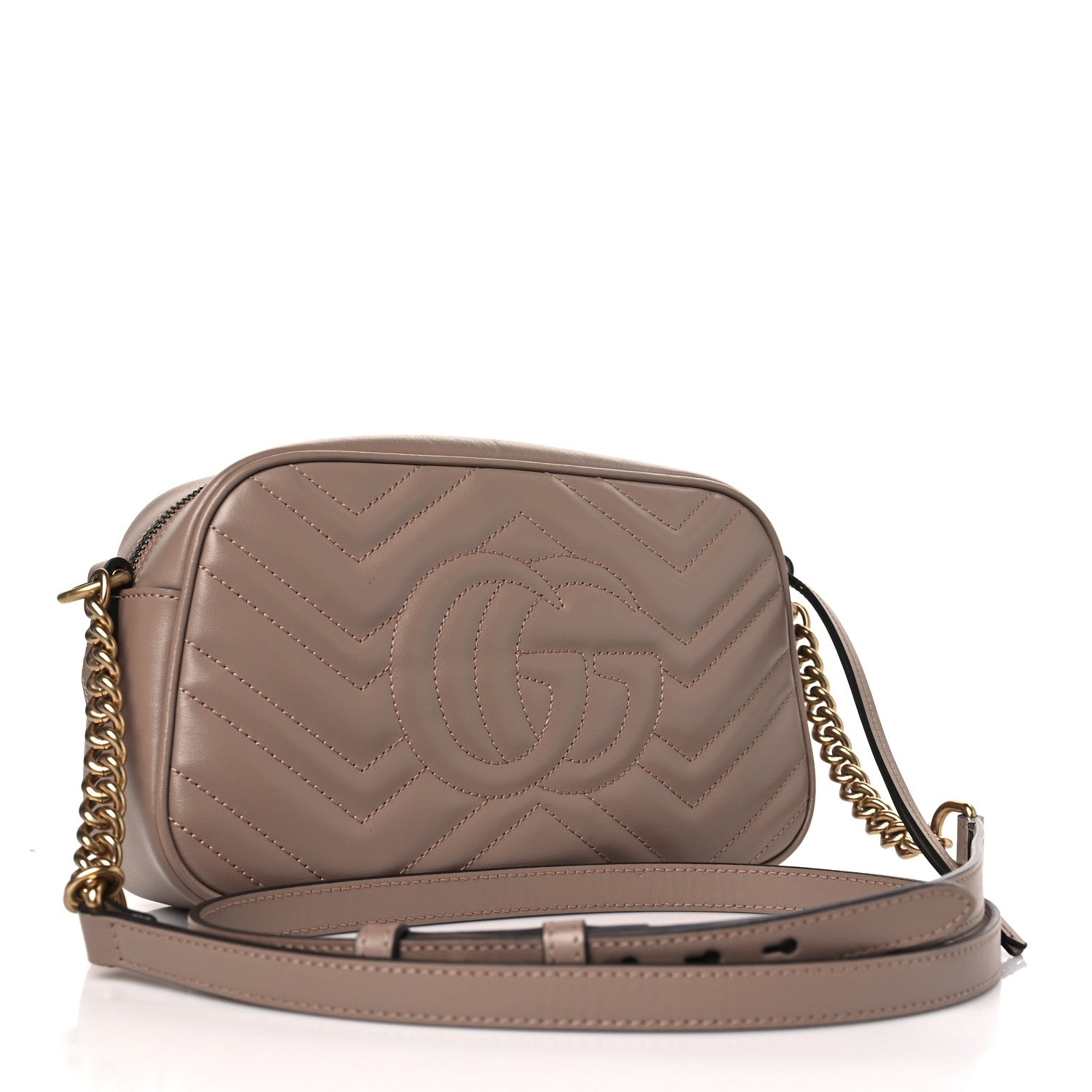 Gucci Calfskin Matelasse Small GG Marmont Chain Shoulder Bag Porcelain Rose 3 of 9