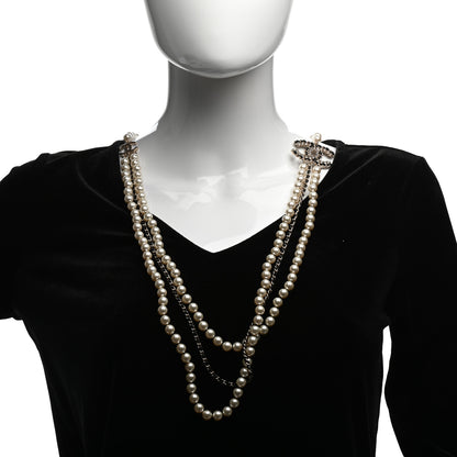 Chanel Pearl Lambskin Crystal CC Vintage Allure Necklace Gold Black 2 of 5