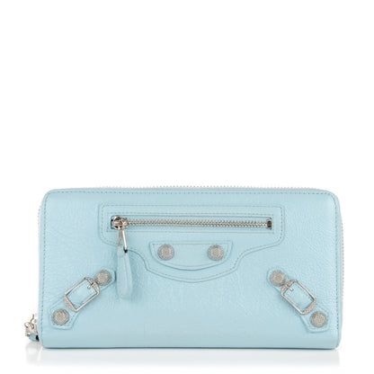 Balenciaga Agneau Giant 12 Silver Hardware Continental Zip Around Wallet Bleu Dragee 1 of 9