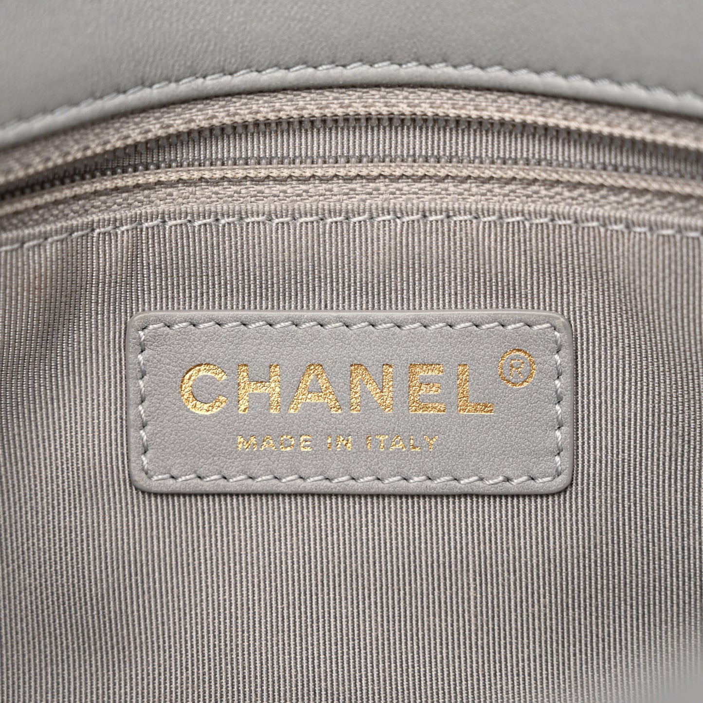 Lambskin Chevron Quilted Chain Around Mini Rectangular Flap Grey