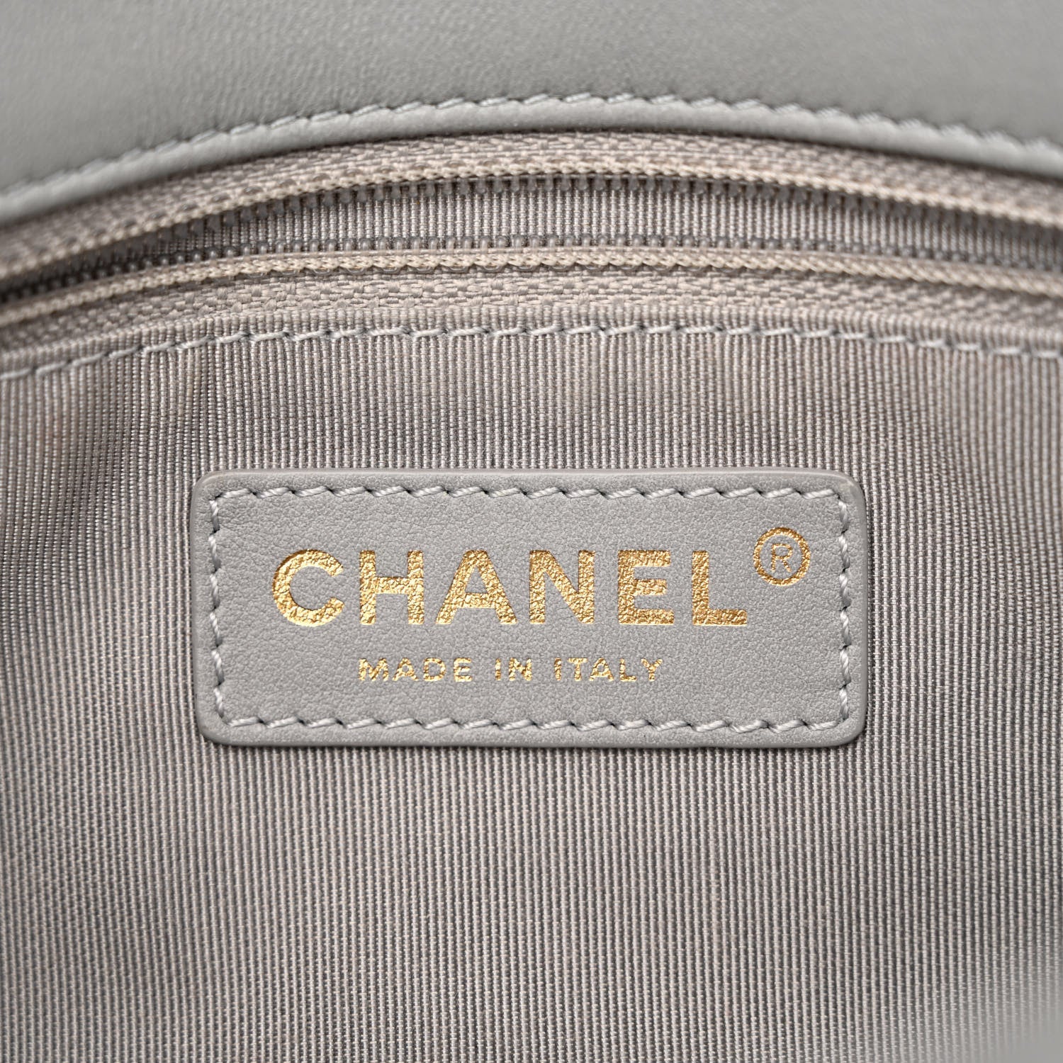Chanel Lambskin Chevron Quilted Chain Around Mini Rectangular Flap Grey 6 of 10