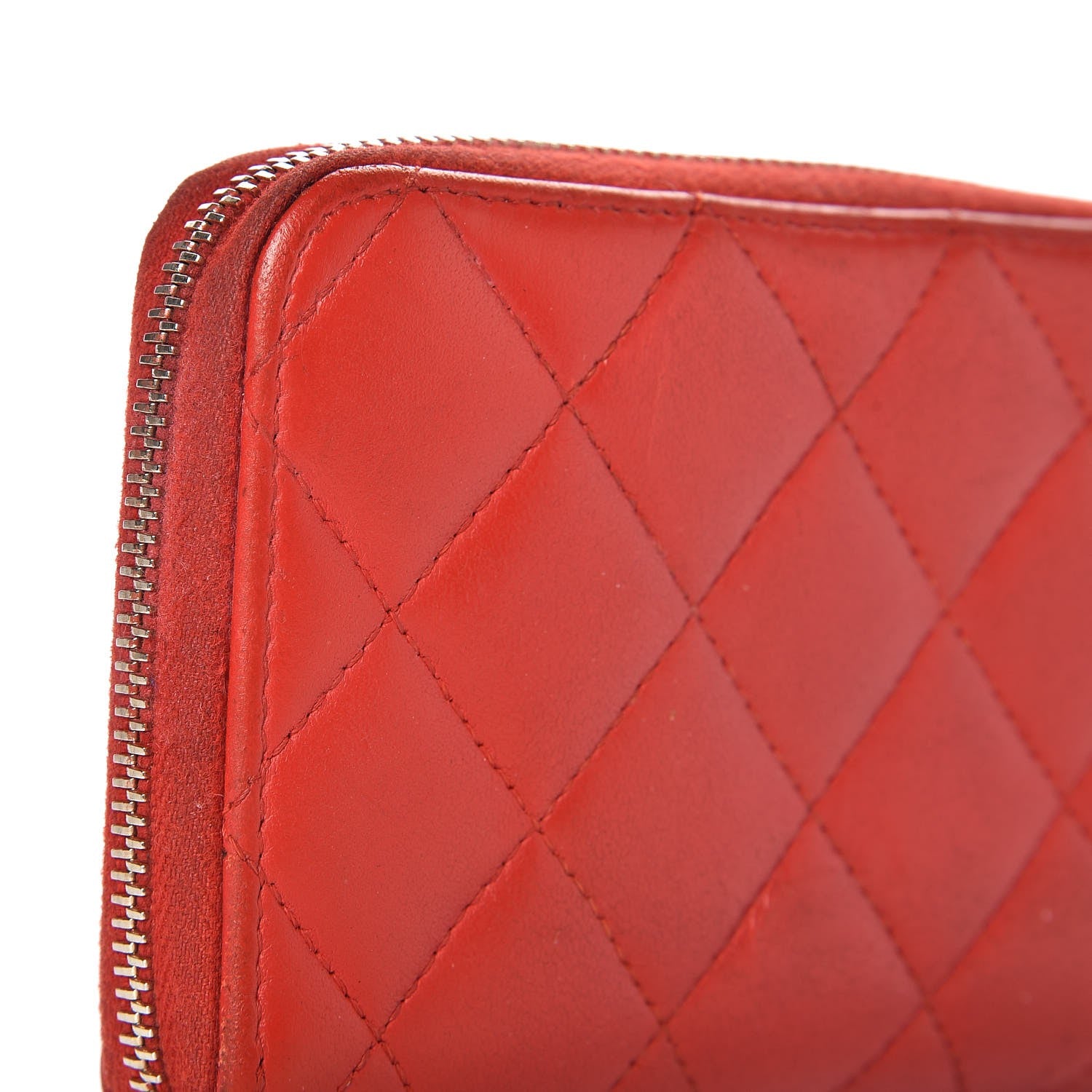 Chanel Lambskin Quilted Small Zip Around Wallet Red 12 of 14