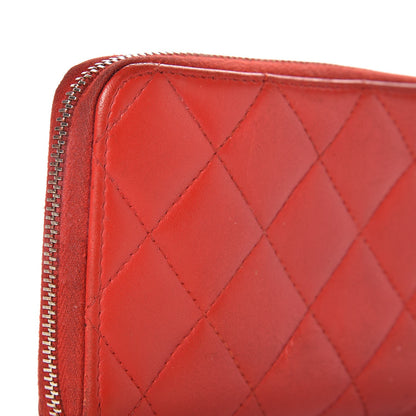 Chanel Lambskin Quilted Small Zip Around Wallet Red 12 of 14