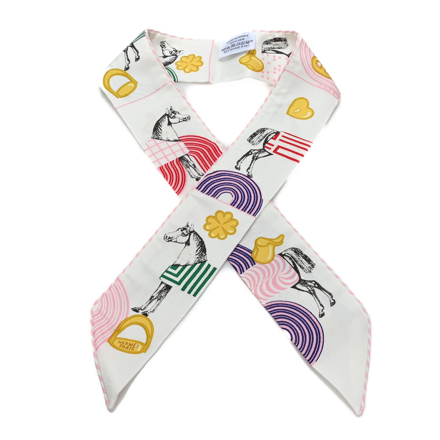 Silk Garde Robe Pop Charms Twilly White Multicolor