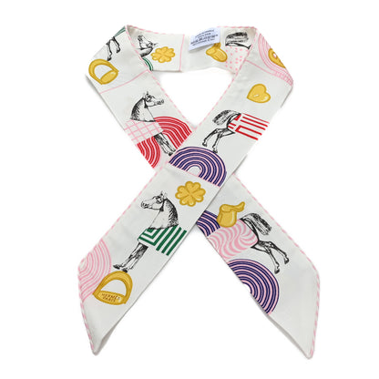 Hermes Silk Garde Robe Pop Charms Twilly White Multicolor 1 of 3