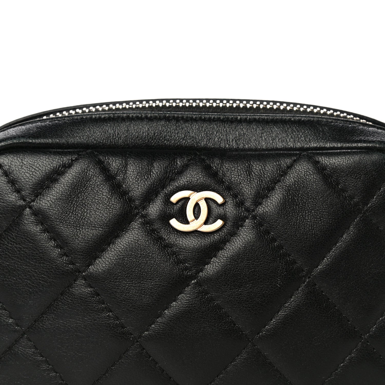 Chanel Lambskin Quilted Small Curvy Pouch Cosmetic Case Black 7 of 13