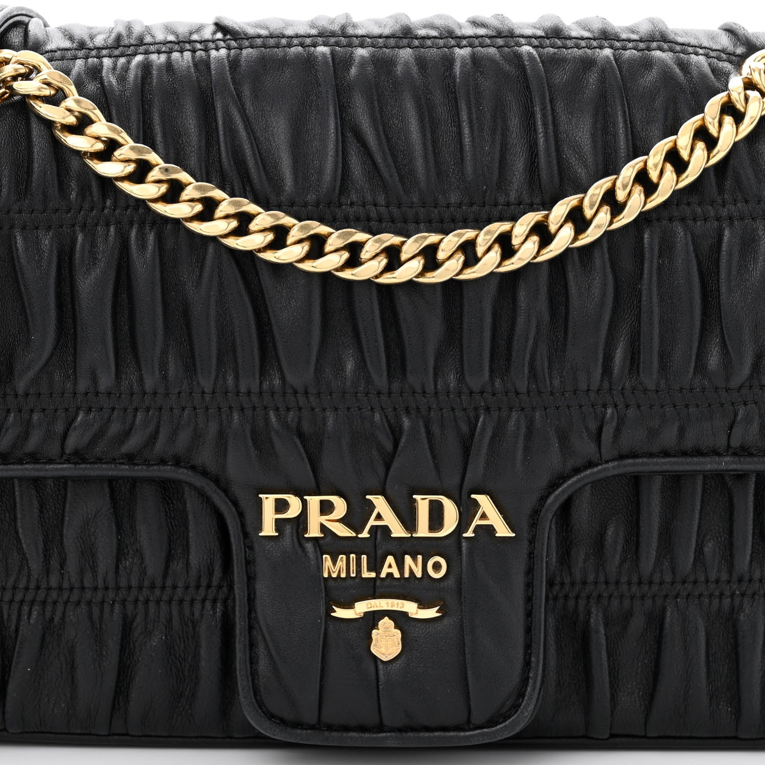 Prada Nappa Gaufre Medium Chain Flap Shoulder Bag Black 9 of 12