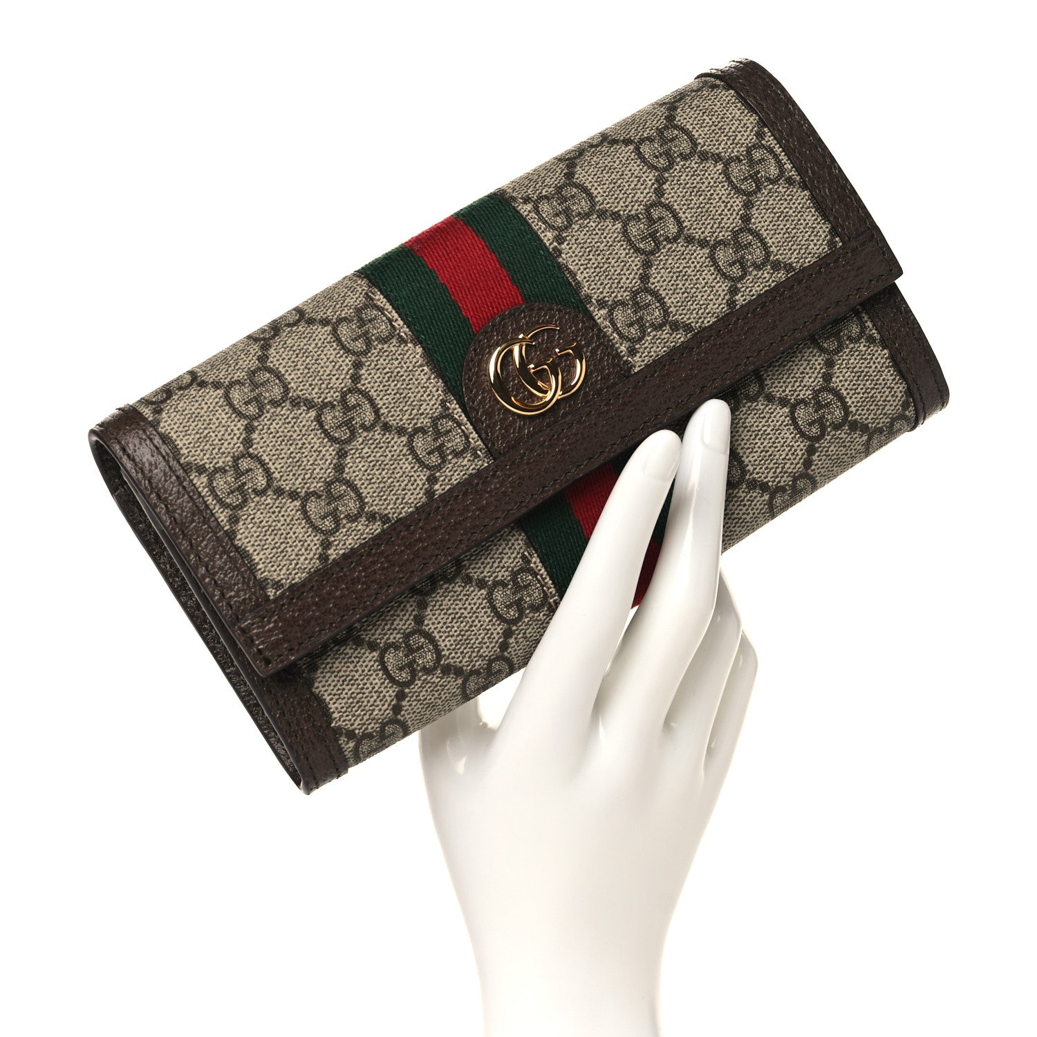 Gucci GG Supreme Monogram Web Ophidia Continental Wallet Brown 2 of 7