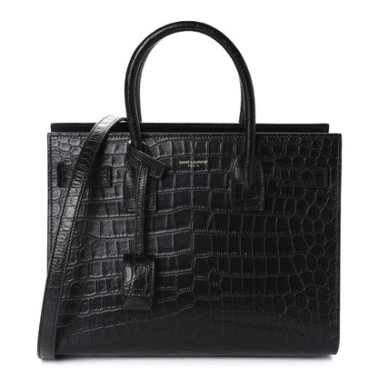 Saint Laurent Calfskin Crocodile Embossed Baby Sac De Jour Black 1 of 11