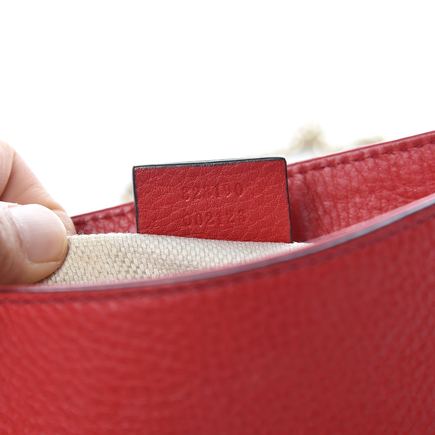 Gucci Pebbled Calfskin Small Soho Flap Crossbody Red 8 of 10