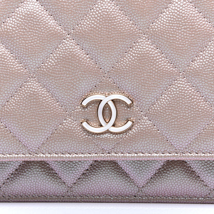Chanel Iridescent Caviar Quilted Wallet On Chain WOC Beige 10 of 11