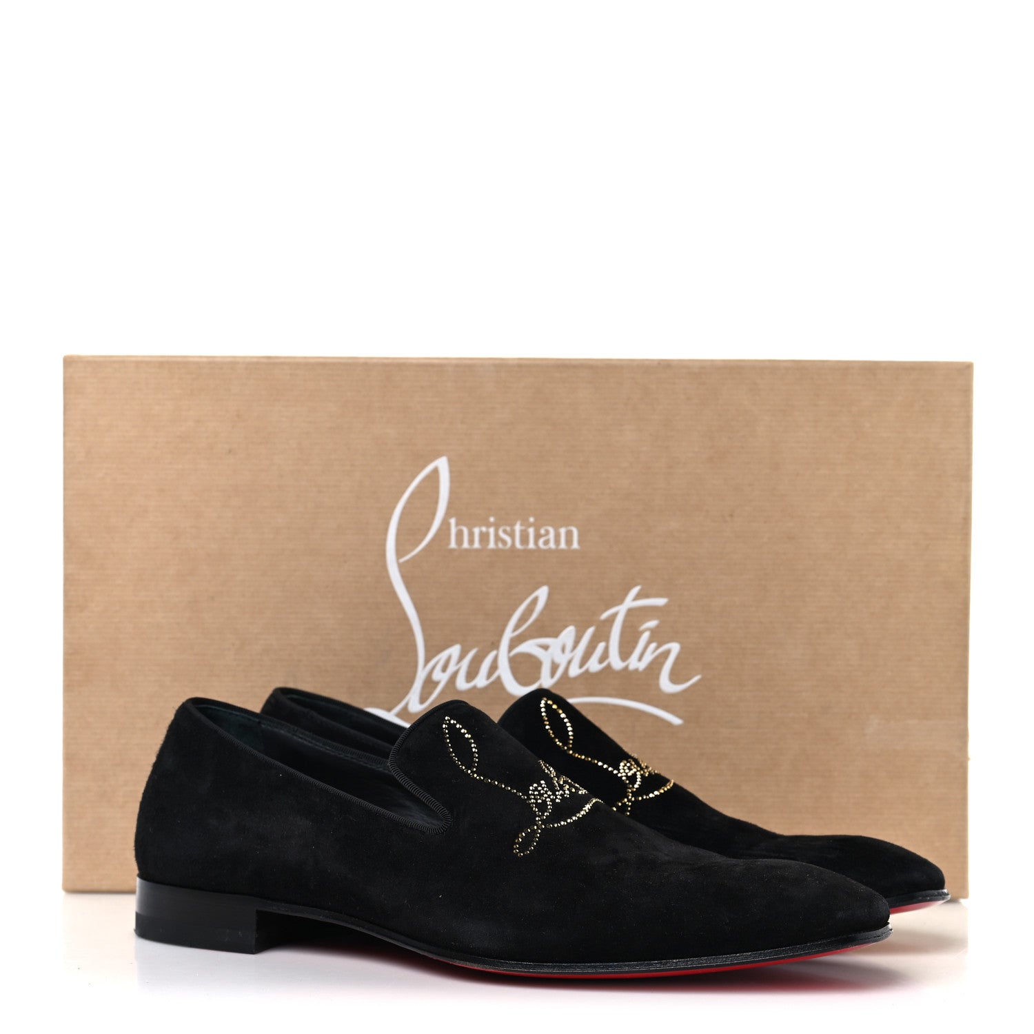 Christian Louboutin Veau Velours Strass Mens Navy Dandelion Flat Loafers 39 Black Cry Aurum Gold 19 of 19