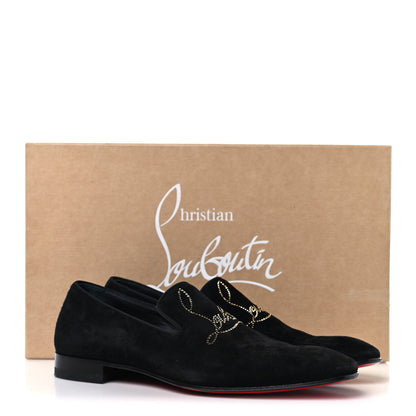 Christian Louboutin Veau Velours Strass Mens Navy Dandelion Flat Loafers 39 Black Cry Aurum Gold 19 of 19