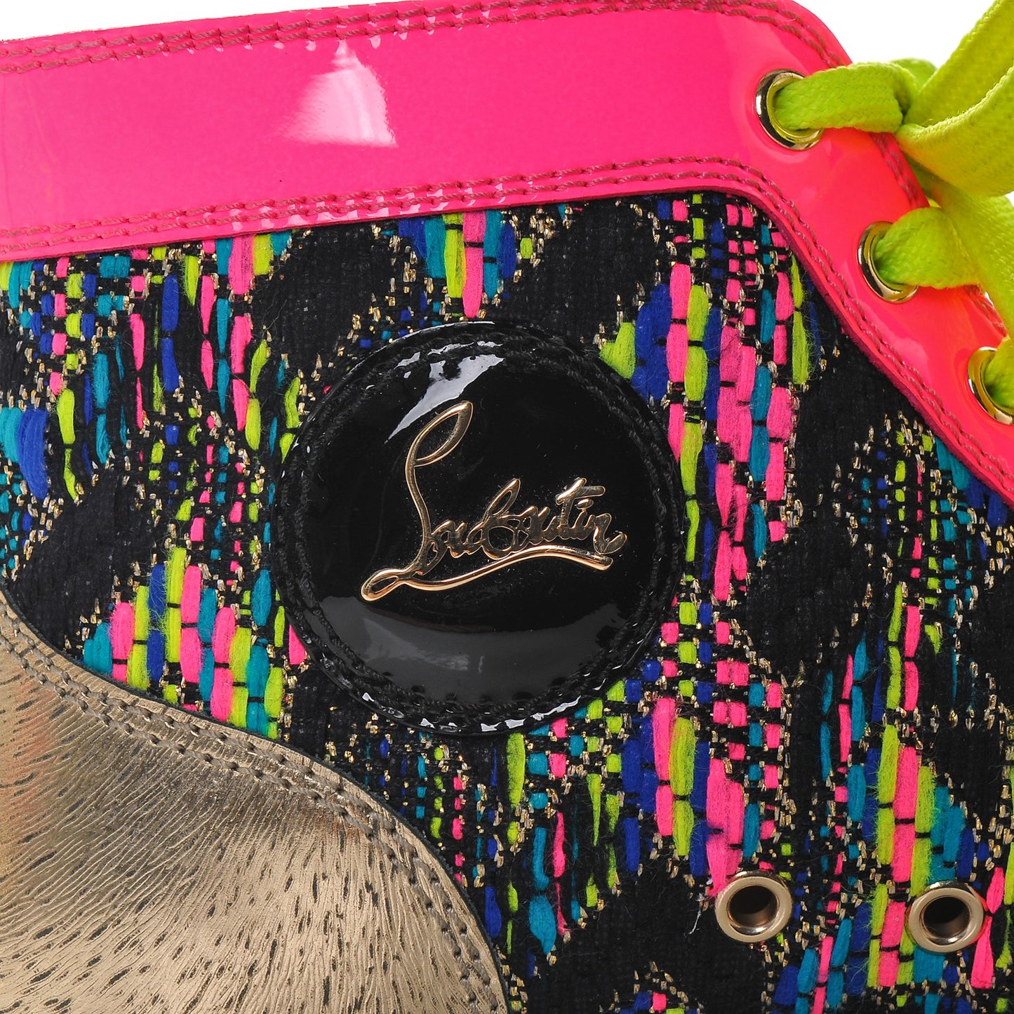 CHRISTIAN LOUBOUTIN Mens Tweed Patent Louis Pik Pik Orlato Flat Spikes Sneakers 39 Multicolor