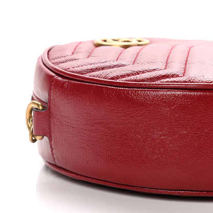 Gucci Glazed Calfskin Matelasse Heart Mini GG Marmont Round Shoulder Bag Romantic Cerise 10 of 13