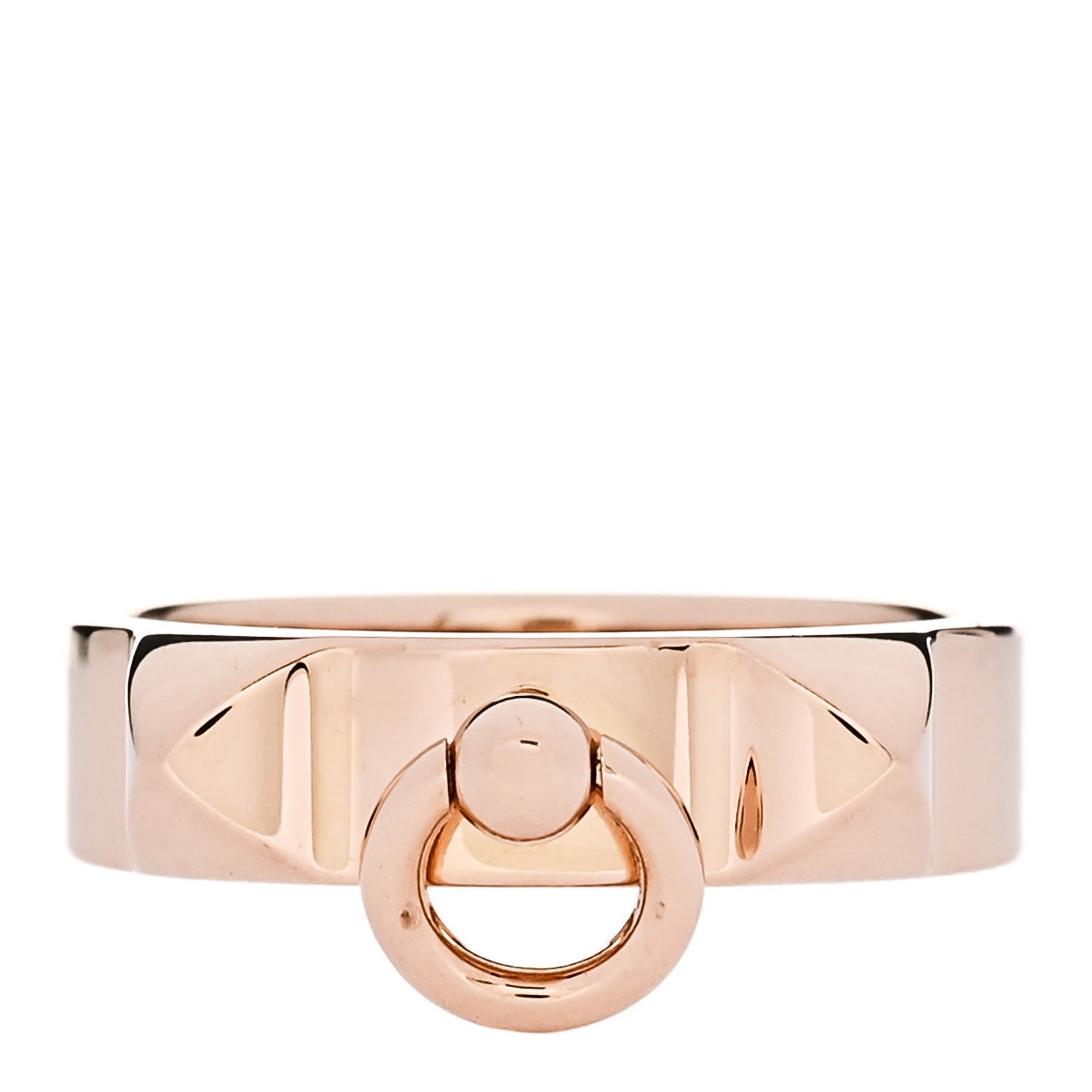 Hermes 18K Rose Gold PM Collier De Chien Ring 52 6 1 of 5