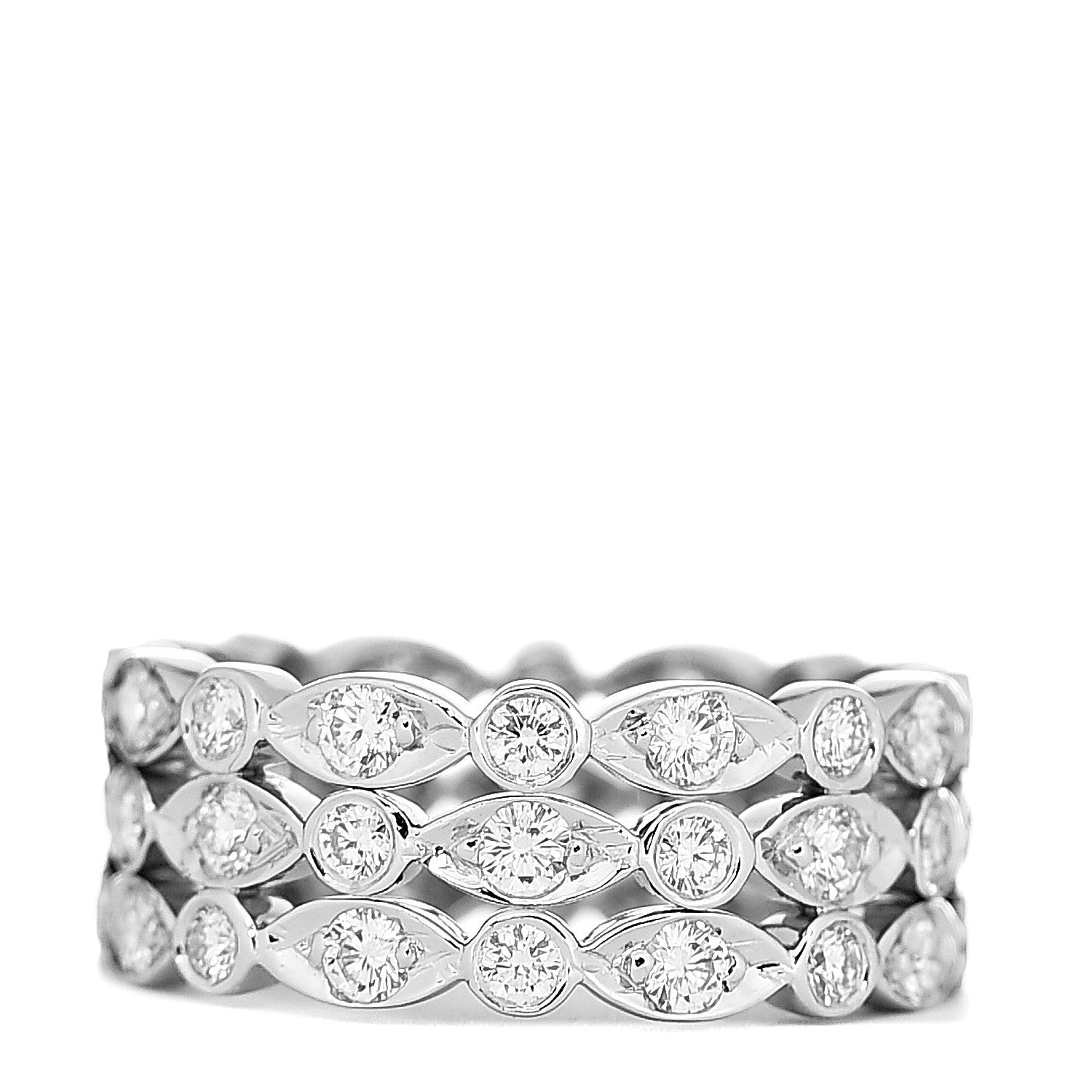 Tiffany Platinum Diamond Jazz Three Row Ring 50 5.25 2 of 3