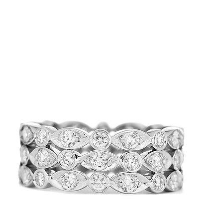 Tiffany Platinum Diamond Jazz Three Row Ring 50 5.25 2 of 3
