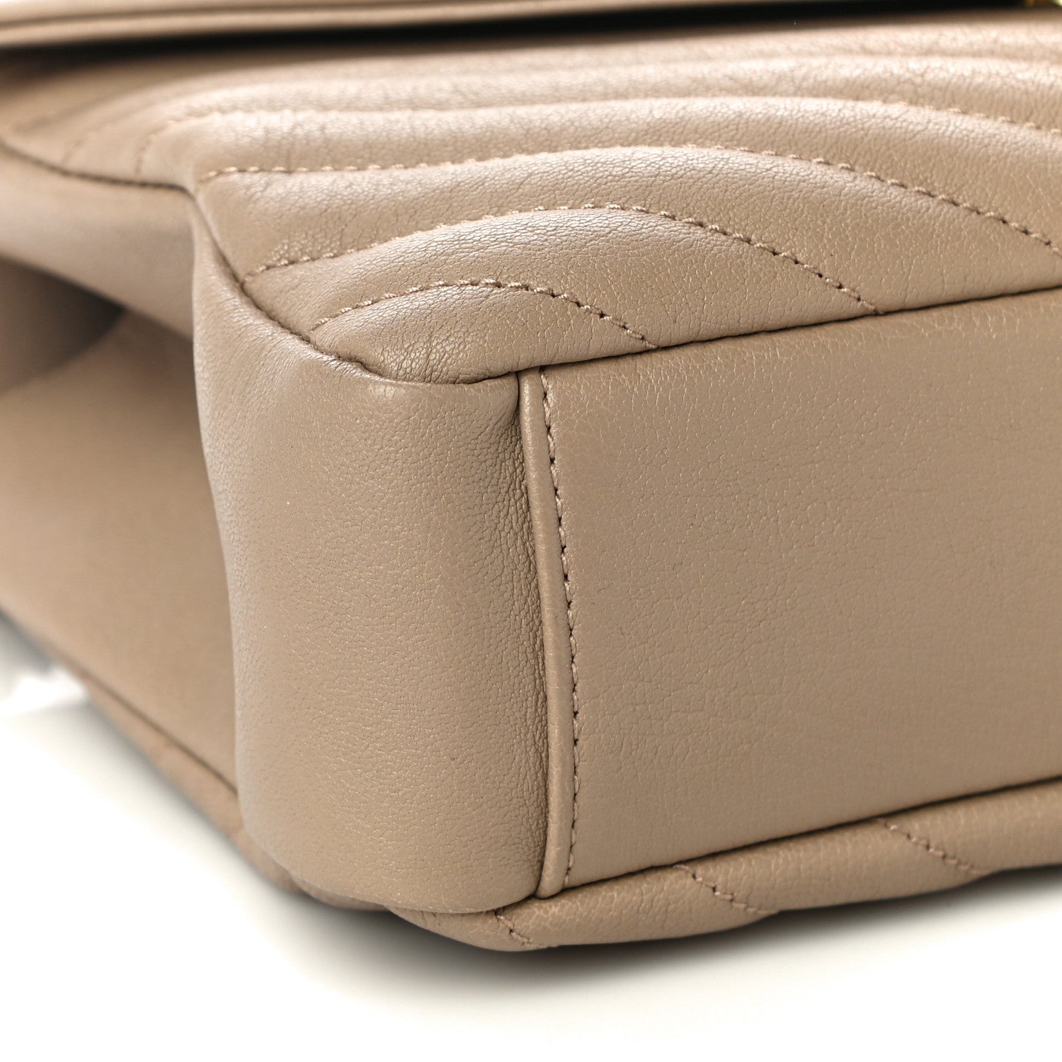Saint Laurent Sheepskin Matelasse Chevron Monogram Medium College Bag Dark Beige 7 of 9