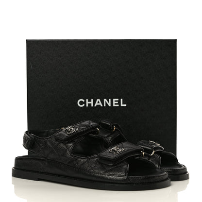 Chanel Grained Calfskin Velcro Dad Sandals 40 Black 13 of 13