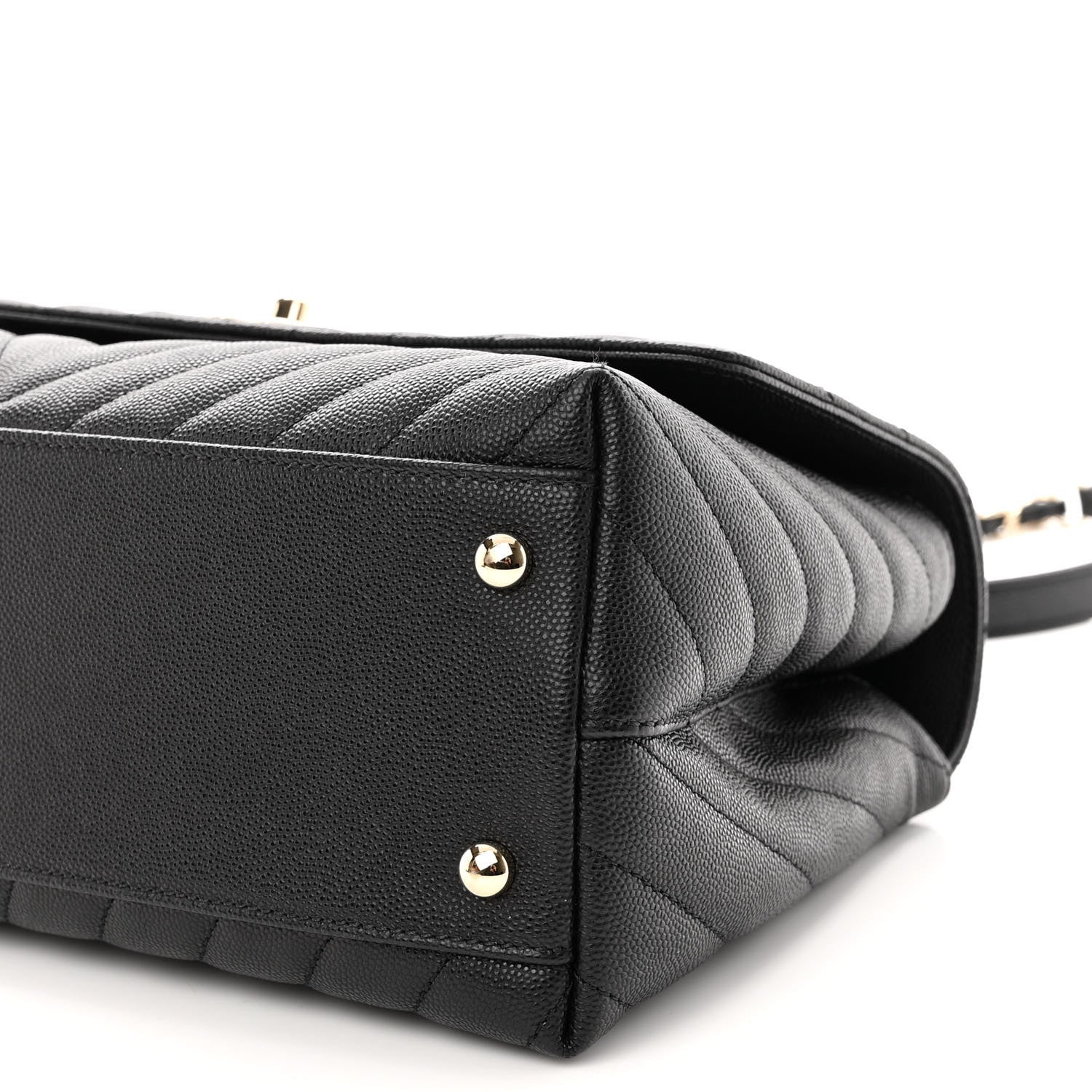 Chanel Caviar Lizard Embossed Quilted Chevron Small Coco Handle Flap Black 10 of 10