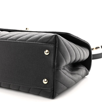 Chanel Caviar Lizard Embossed Quilted Chevron Small Coco Handle Flap Black 10 of 10