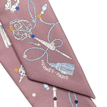 Hermes Silk Les Cles A Pois Twilly Marron Glace Gris 2 of 5