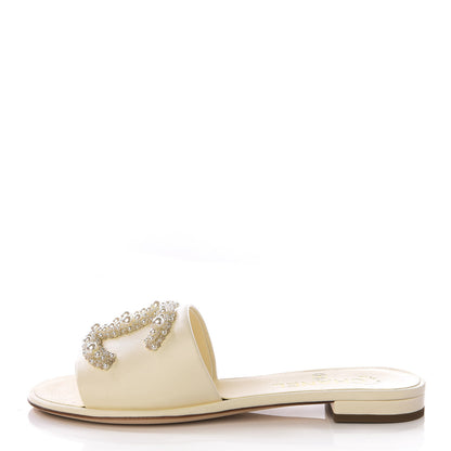 Chanel Calfskin Pearl CC Mules 37 Ivory 1 of 11