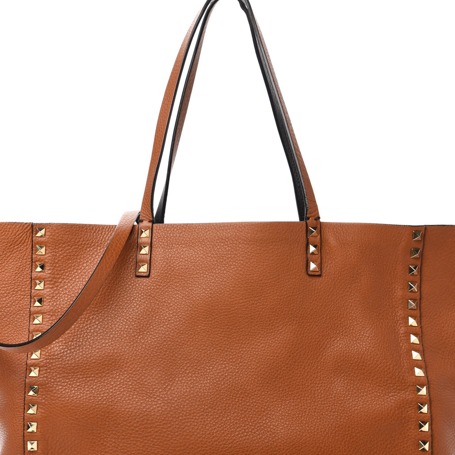 Pebbled Calfskin Medium Rockstud Reversible Tote Black Light Cuir