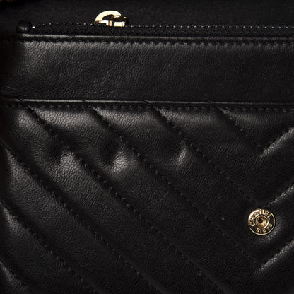 Chanel Lambskin Chevron Quilted Wallet On Chain WOC Black 9 of 13