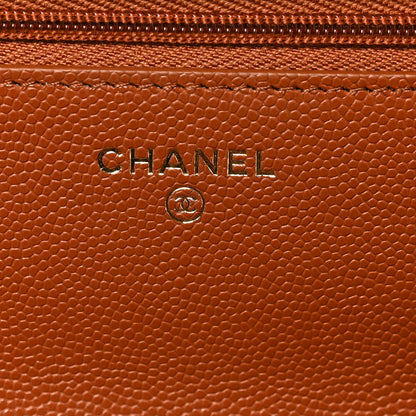 Chanel Shiny Caviar Quilted Strass Wallet On Chain WOC Light Brown 6 of 9