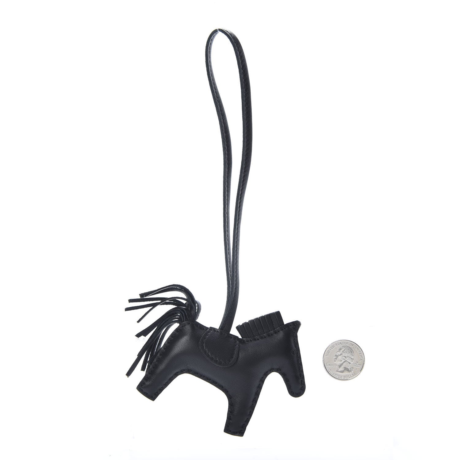 Hermes Milo Lambskin Grigri Rodeo Horse Bag Charm PM So Black 2 of 5