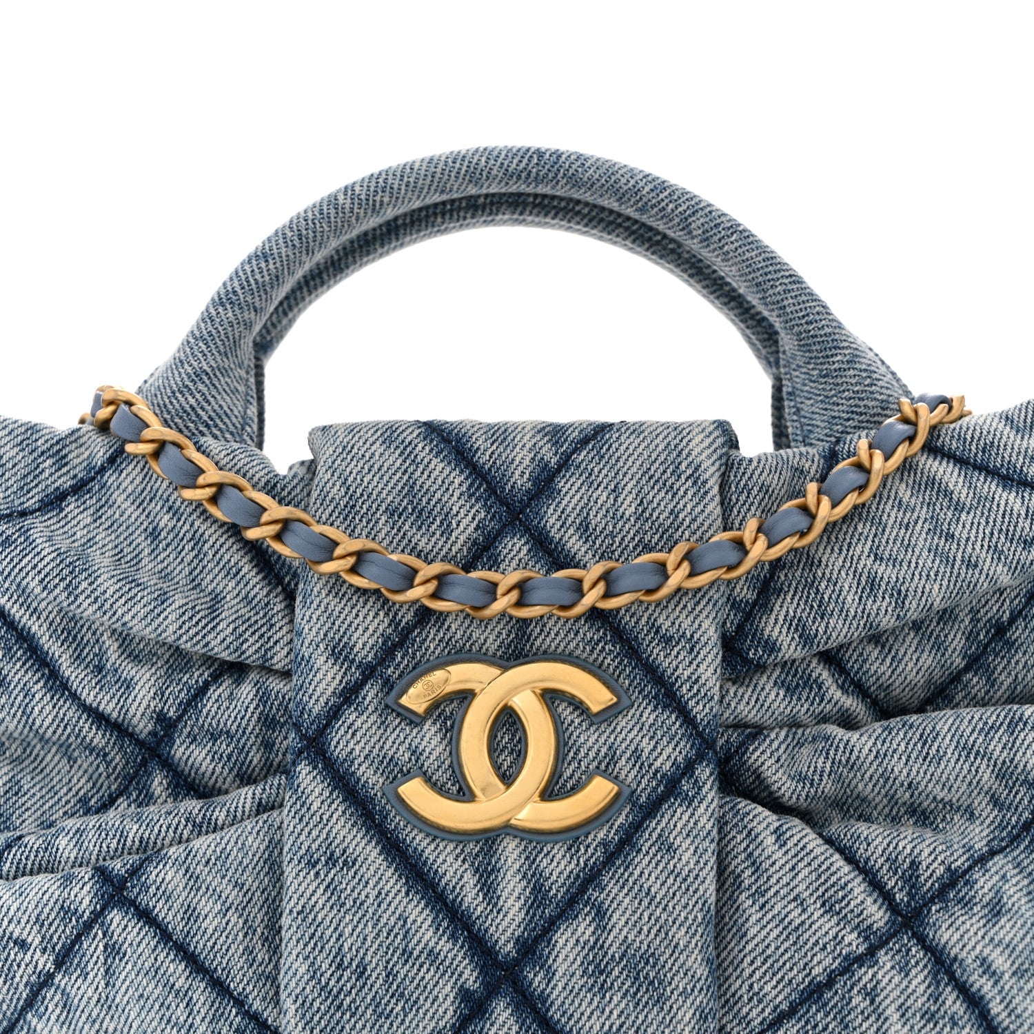 Chanel Washed Denim Quilted Mini Bow Bag Blue 8 of 12