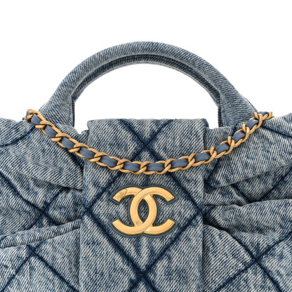 Chanel Washed Denim Quilted Mini Bow Bag Blue 8 of 12